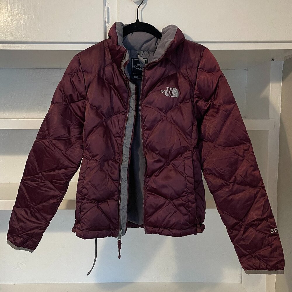 The North Face Burgundy 550 ALIS Full-Zip Goose Down Insulated Nylon Puffer Jack - Picture 3 of 13